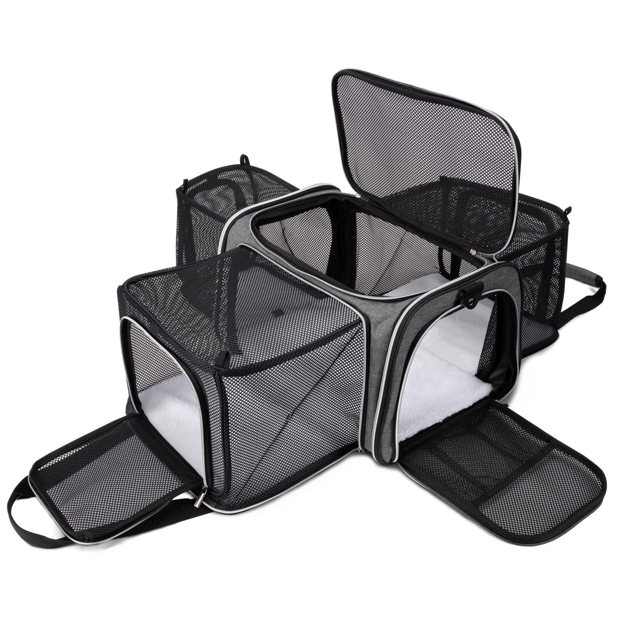 BAGLHER sac porteur chat avion ouverture 5 cotes pour plus de visibilité.