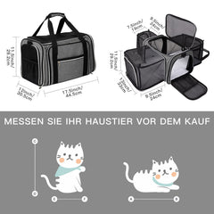 BAGLHER sac porteur chat extensions 3 cotes offre espace supplémentaire en voyage.