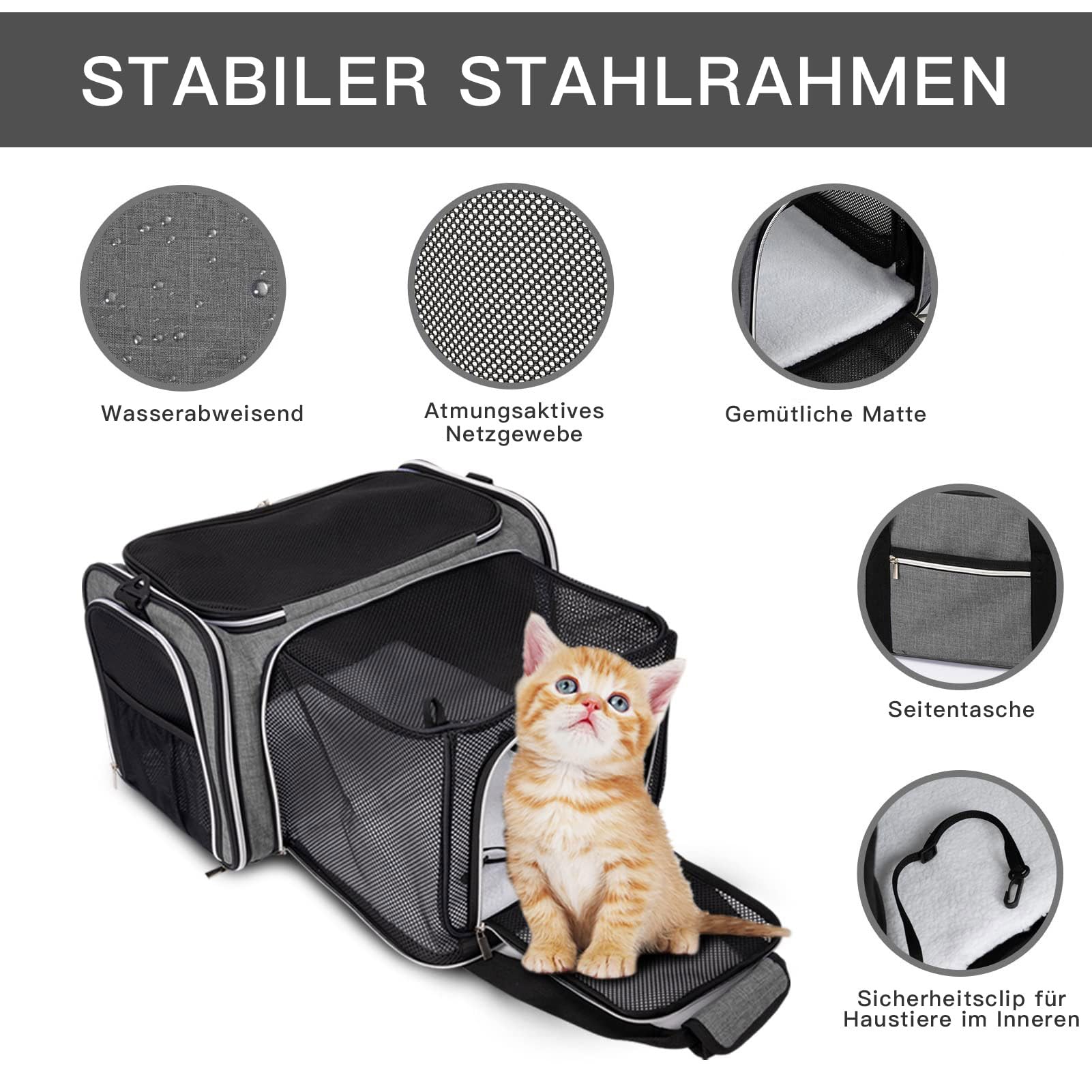 BAGLHER sac porteur chat maillage respirant assure ventilation et vue extérieure.