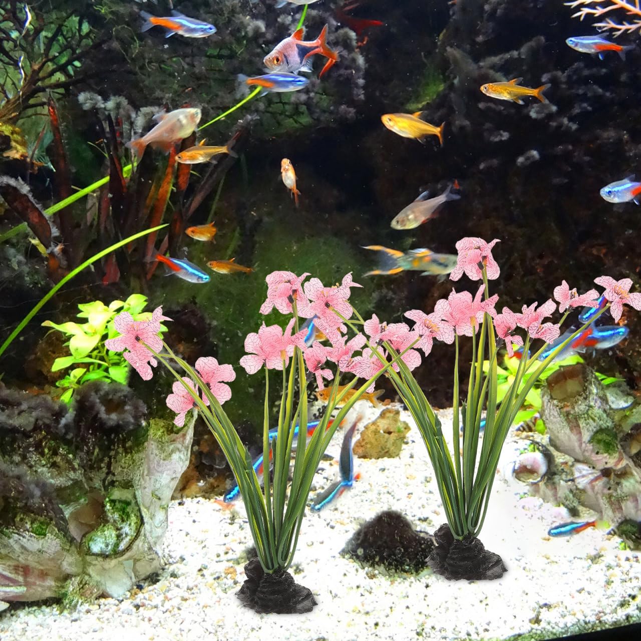 Balacoo plante d’aquarium rose réaliste 8,3 po, idéale pour le bac des bettas.