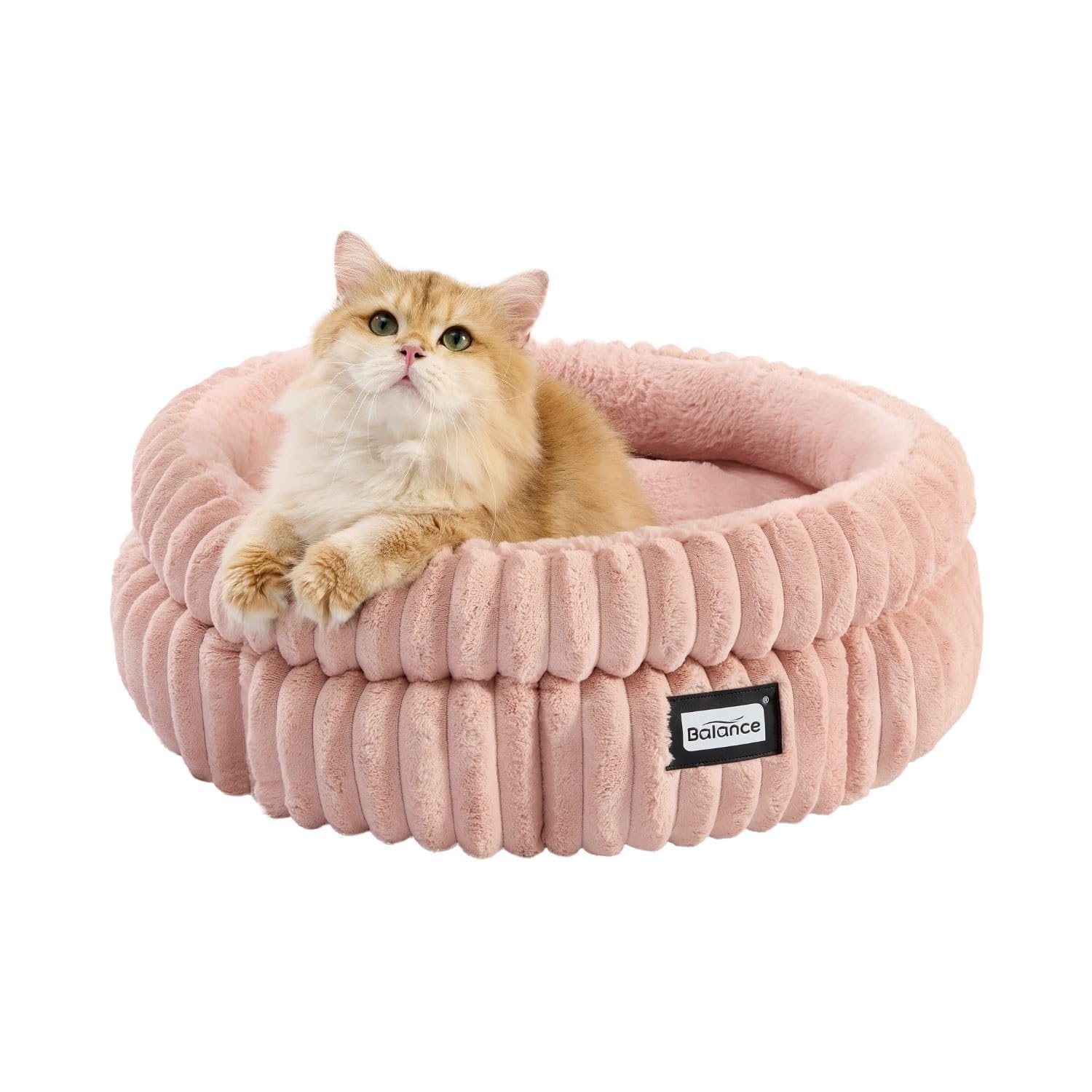 Lit BALANCE pour chat rond en peluche, douceur enveloppante.