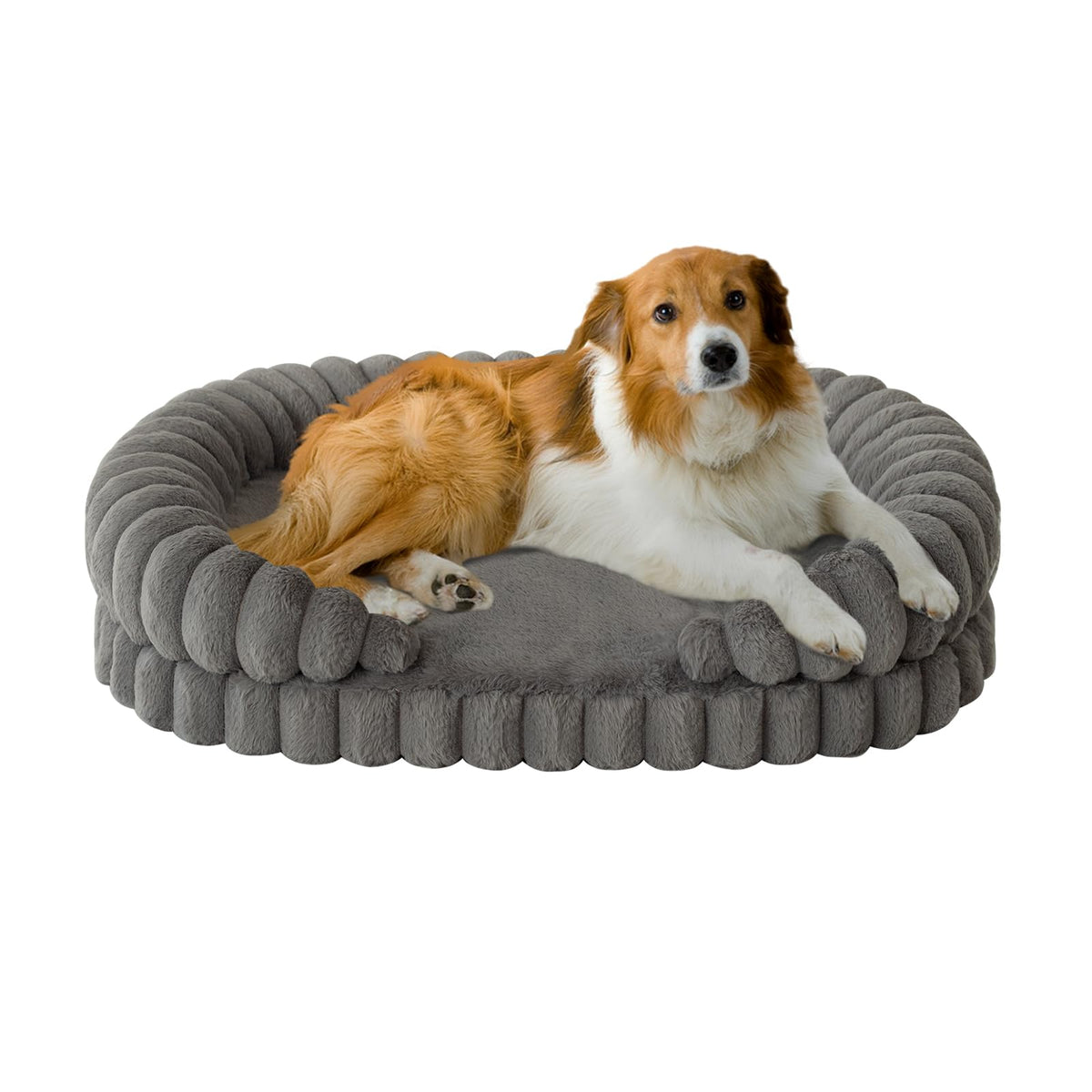 BALANCE lit pour grand chien, lit ovale 36 pouces gris, repos profond et confort durable