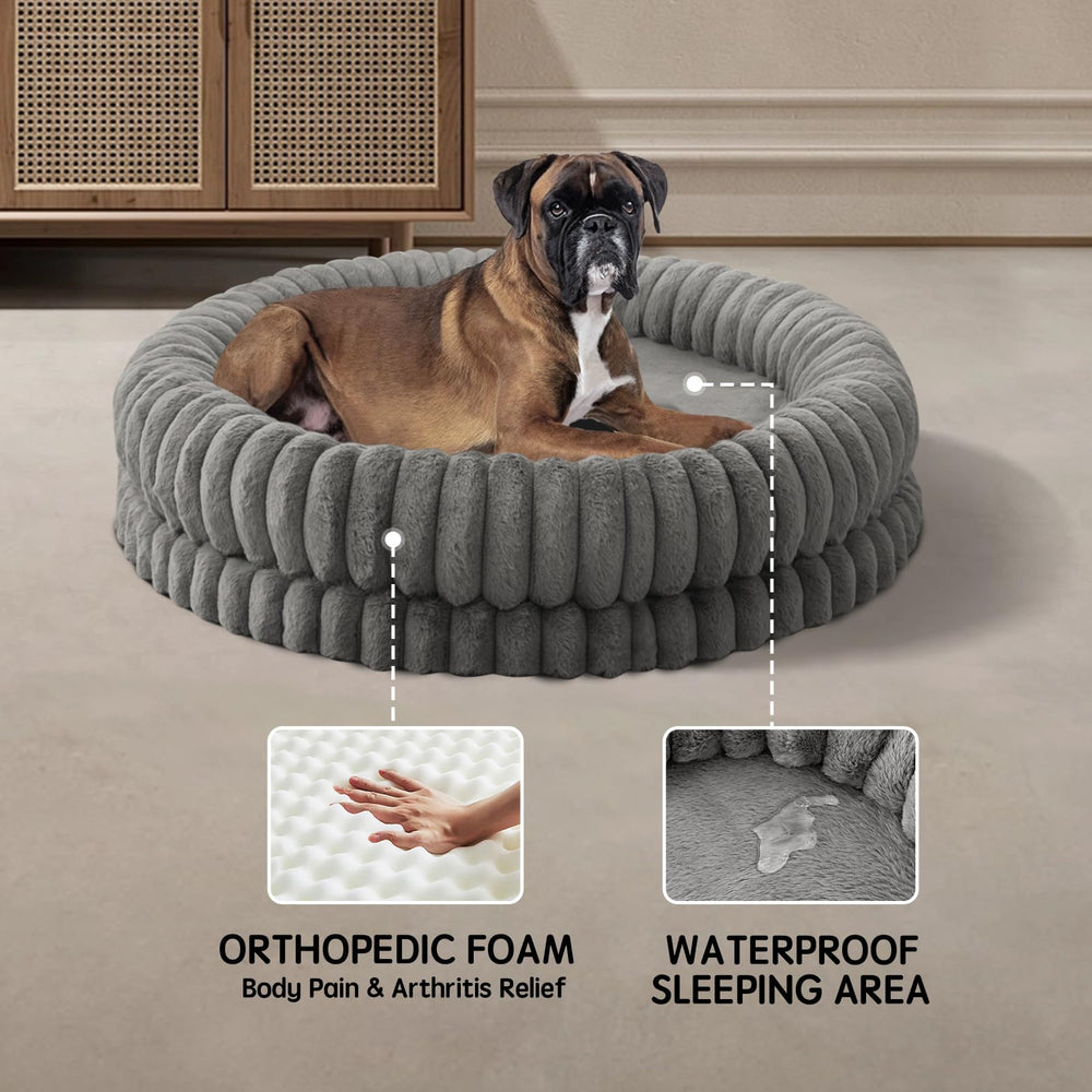 BALANCE lit-chien tissu luxueux non-fil gris, nettoyage facilité.