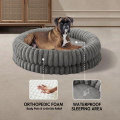 BALANCE lit-chien tissu luxueux non-fil gris, nettoyage facilité.