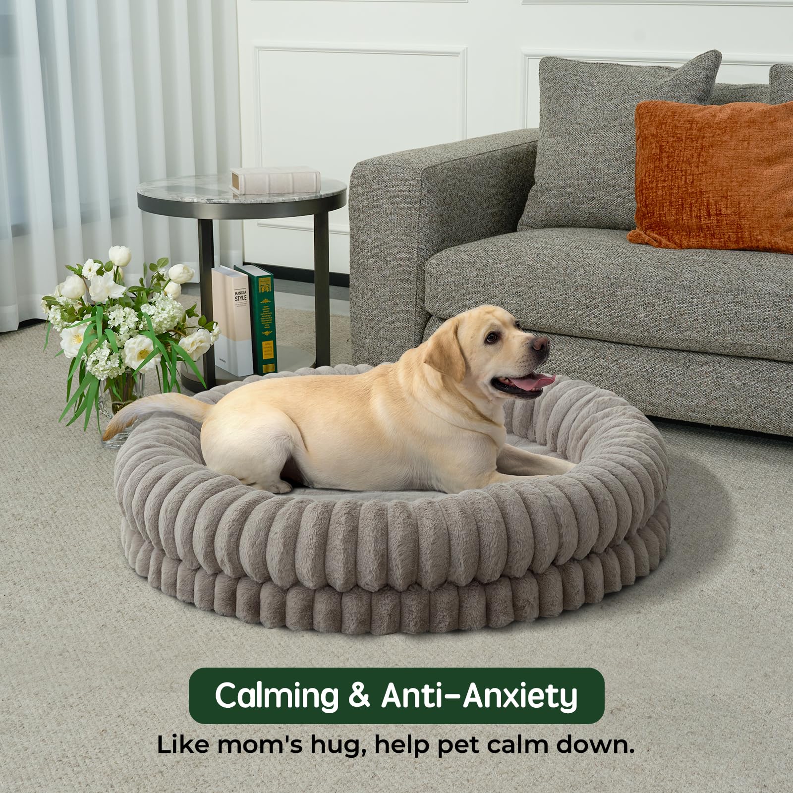 BALANCE lit-donut tissu plush sans perte de poils pour chien propre.