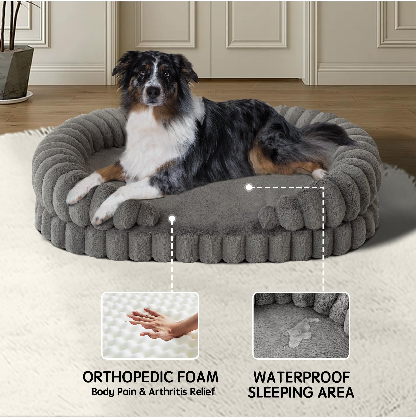 BALANCE mousse orthopédique en alvéoles pour soutien des articulations du grand chien