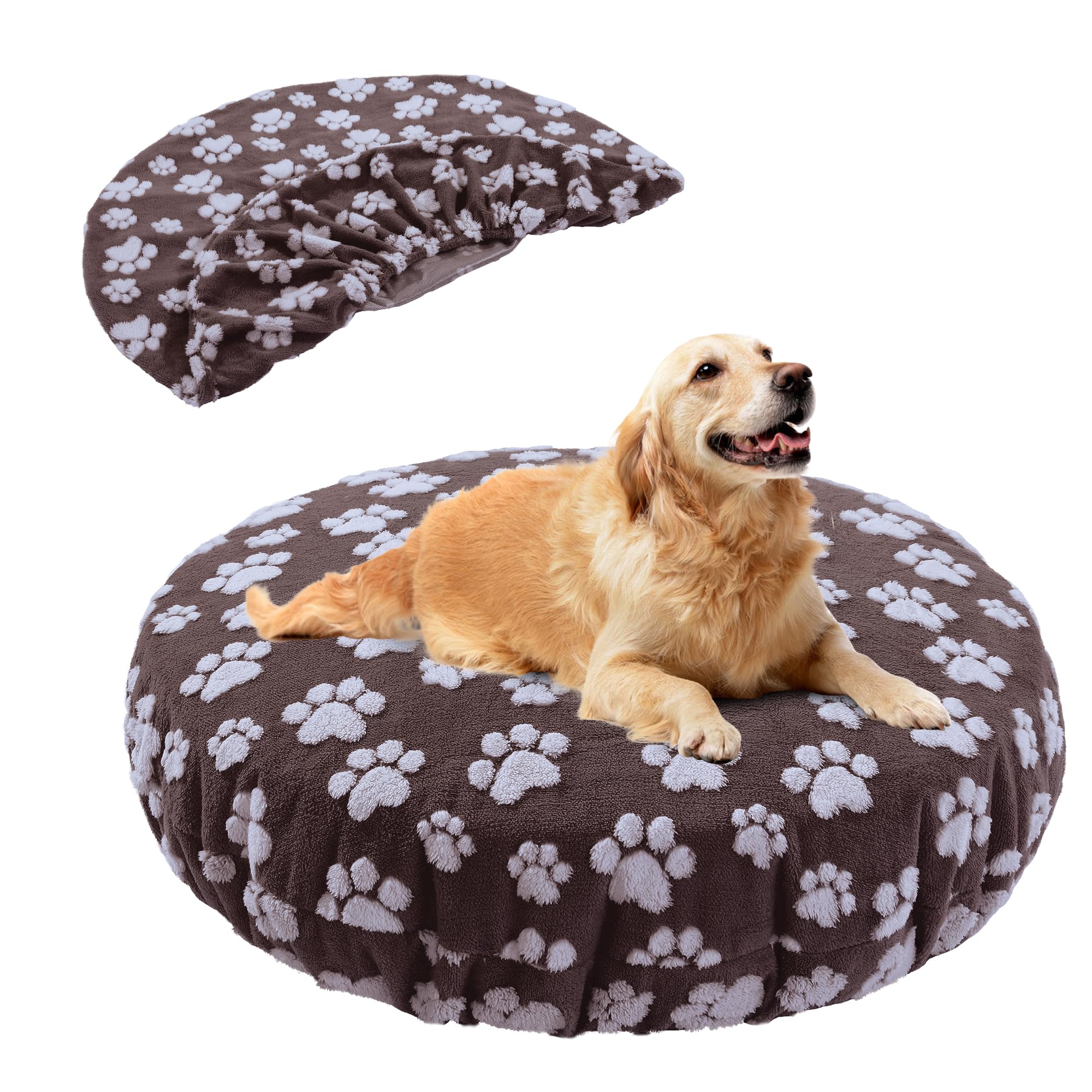 BALAPET housse-lit chien rond avec impression pattes pour style et confort.