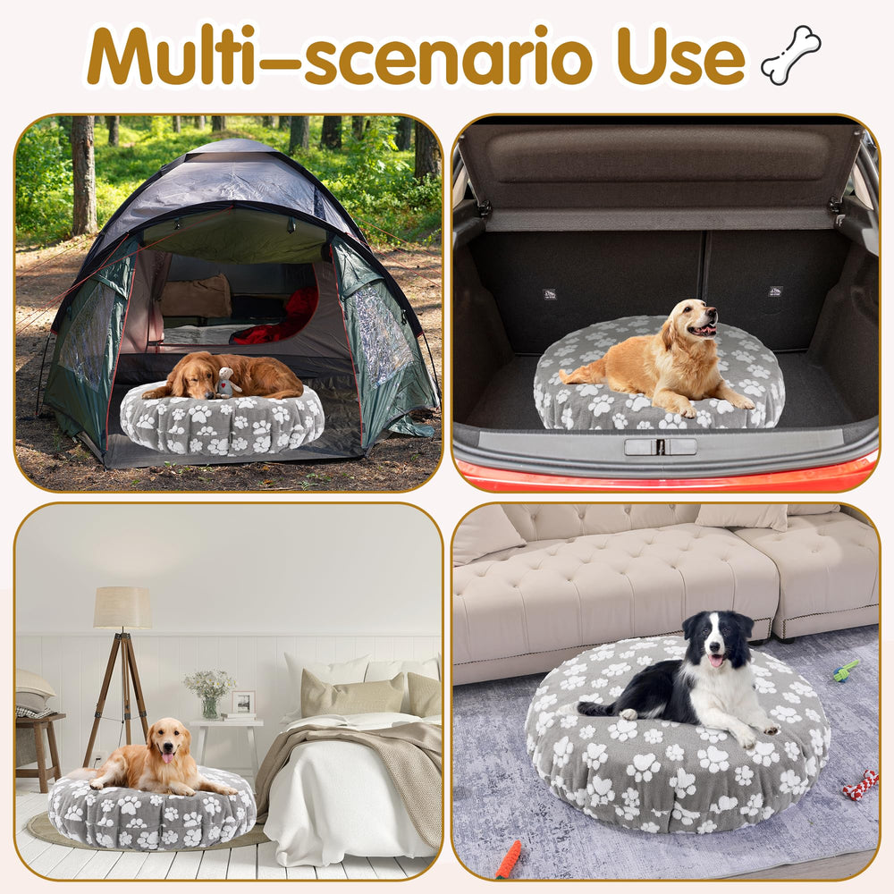 BALAPET Housse lit rond design double-face gris – deux looks selon l’intérieur.