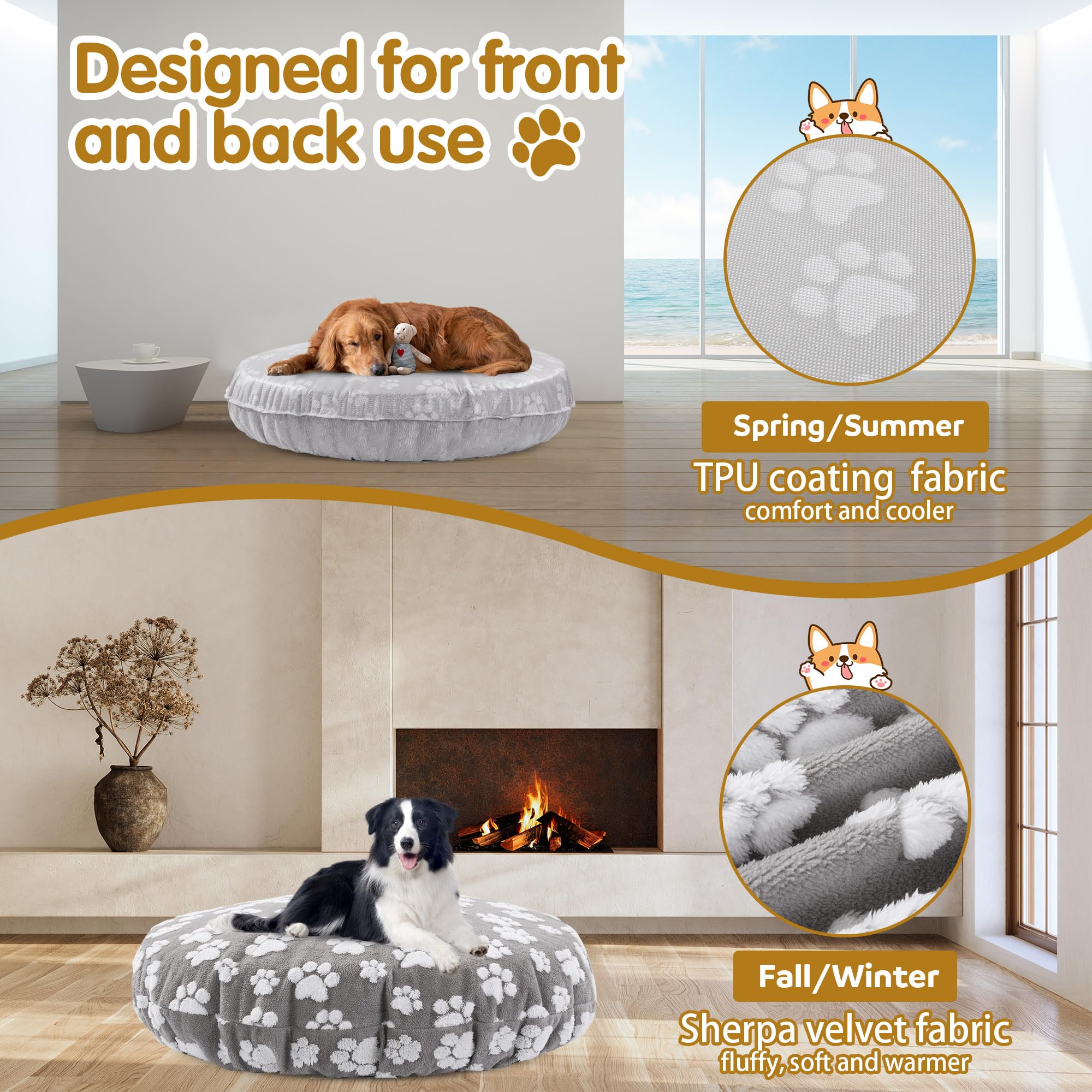 BALAPET Housse lit rond lavage-machine gris – entretien facile et remplacement rapide.