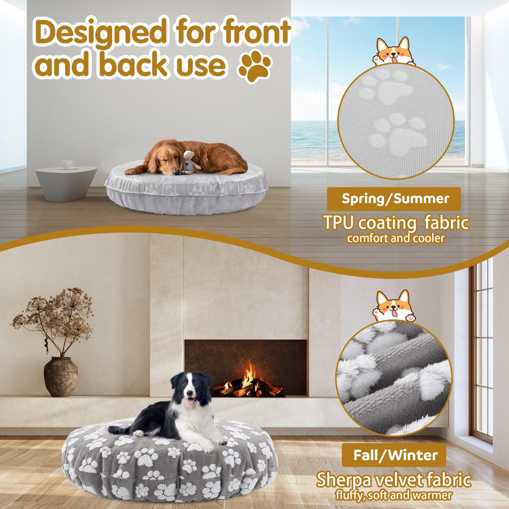 BALAPET Housse lit rond lavage-machine gris – entretien facile et remplacement rapide.