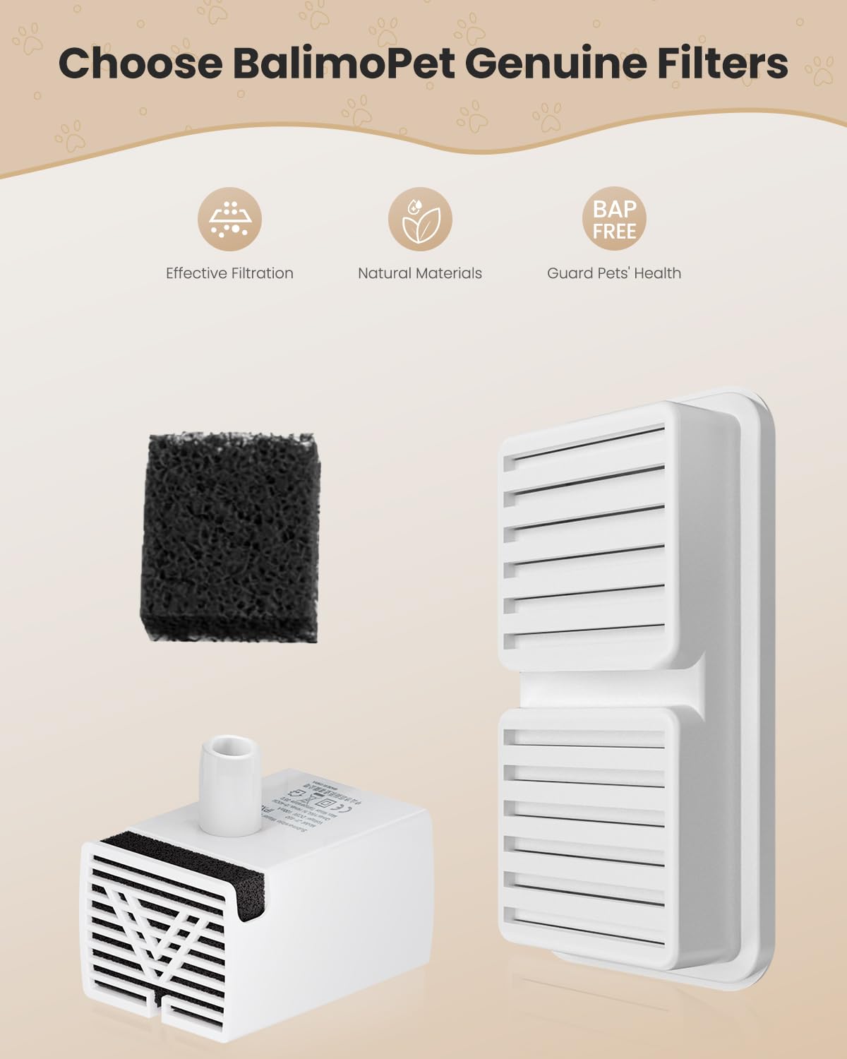 BalimoPet filtration carbone résine et coton—eau plus limpide.