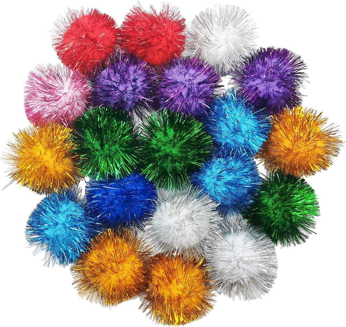 BallHull – boules à franges scintillantes arc-en-ciel 2 pouces, parfaites pour stimuler le jeu du chat