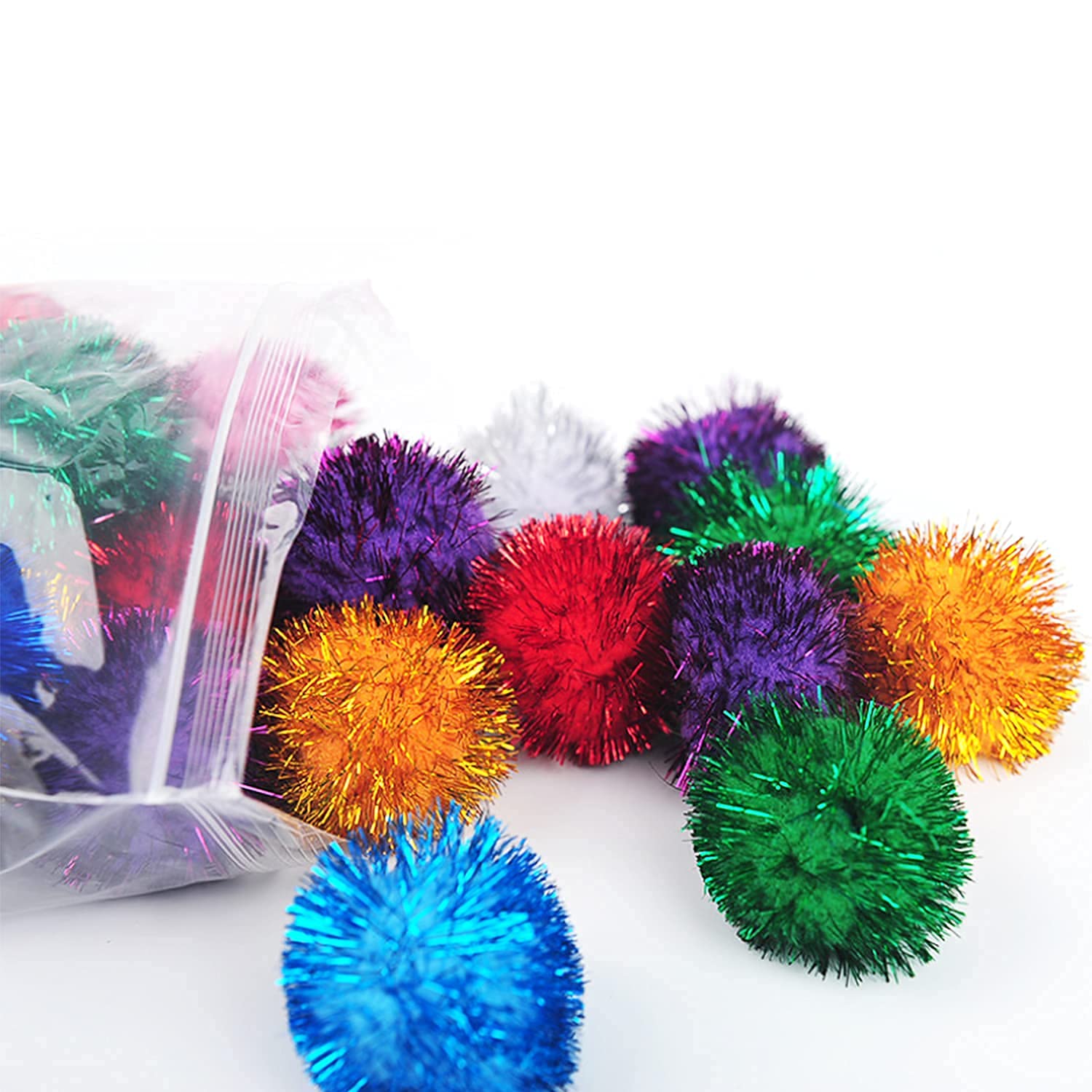 BallHull pompons tinsel jaune de 2 po, visibles et attractifs pour le chat.