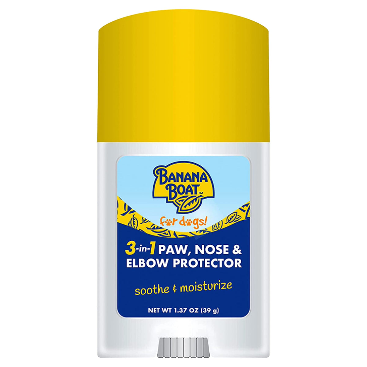 Banana Boat 3-en-1 Sun Balm pour chiens – emballage clair prêt à l'emploi.