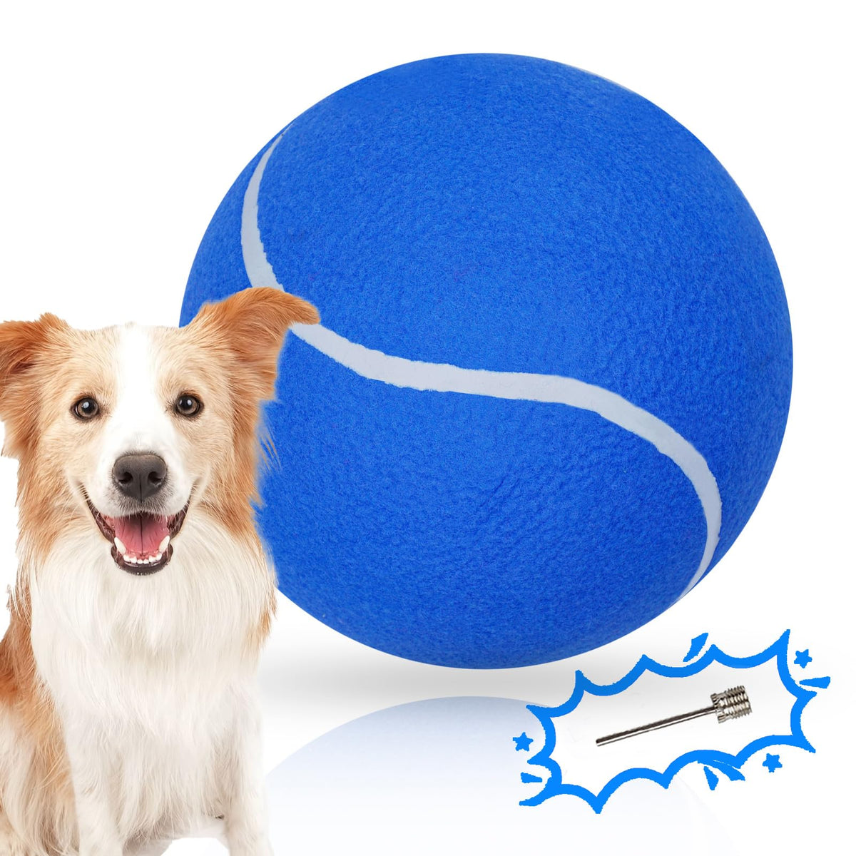 Banfeng balle tennis chien bleue, vue avant, idéale pour entraînement extérieur.