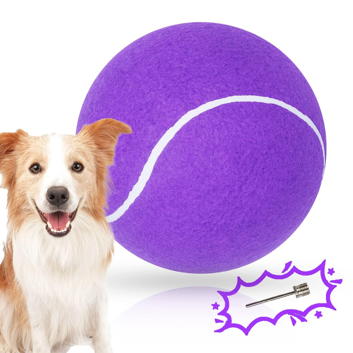 Banfeng balle tennis géante pour chien violet 9-5 pouces, parfaite pour l'exercice.