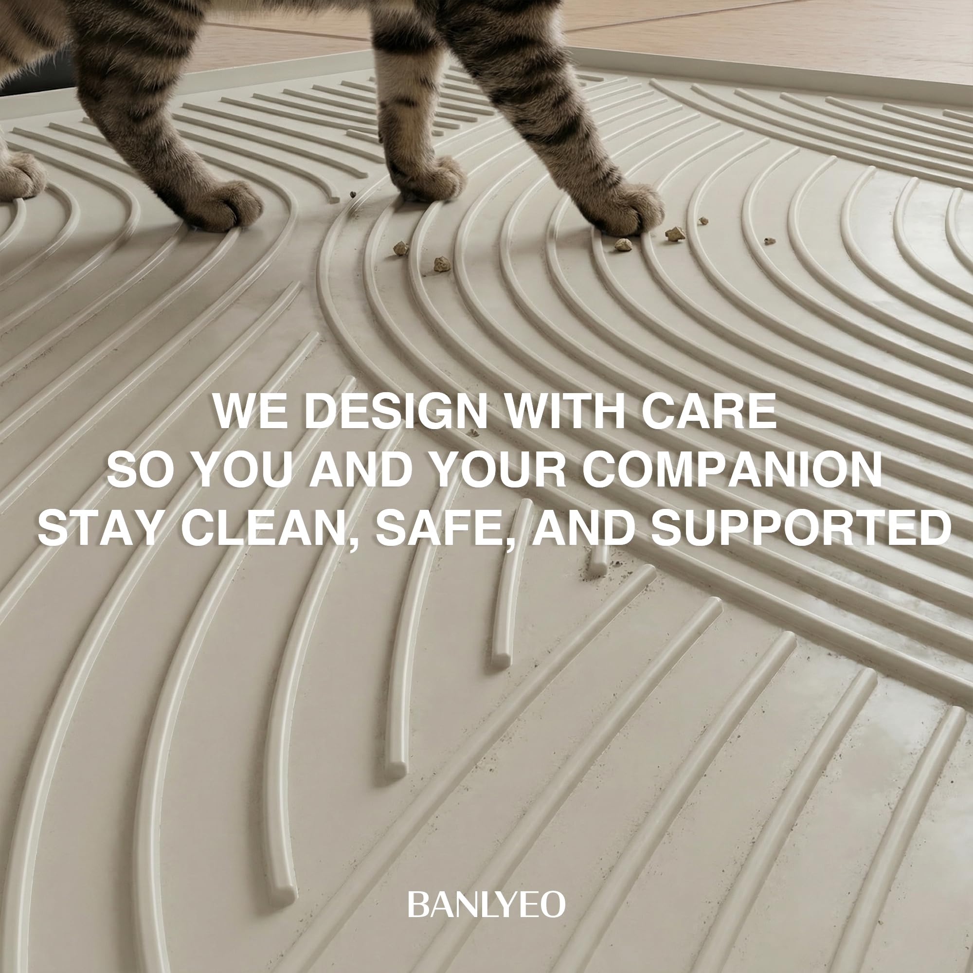 BANLYEO tapis-litiere-chat-design-moderne s’intègre discrètement dans n’importe quelle pièce