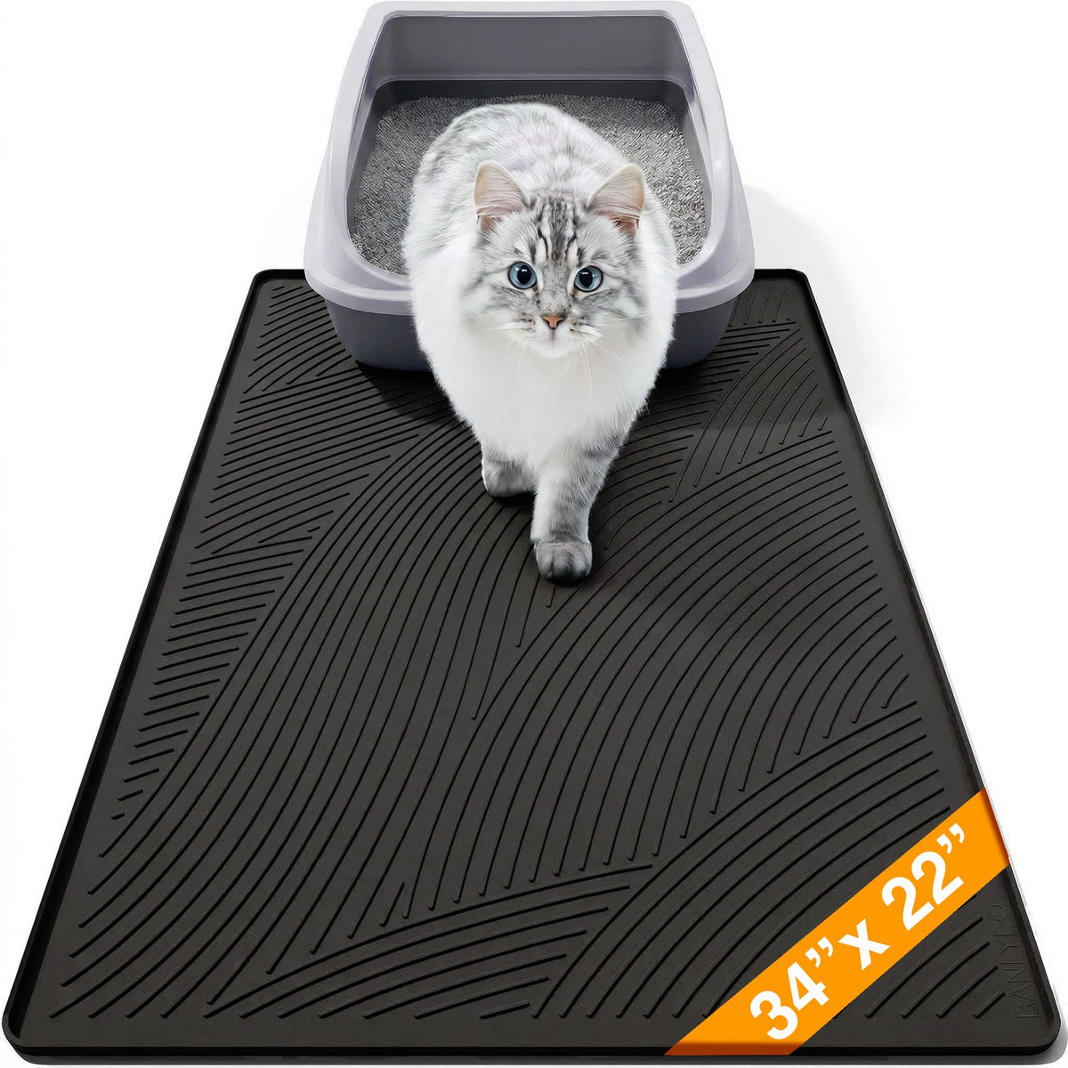 BANLYEO Tapis litière chat grand format retient les débris et facilite le nettoyage