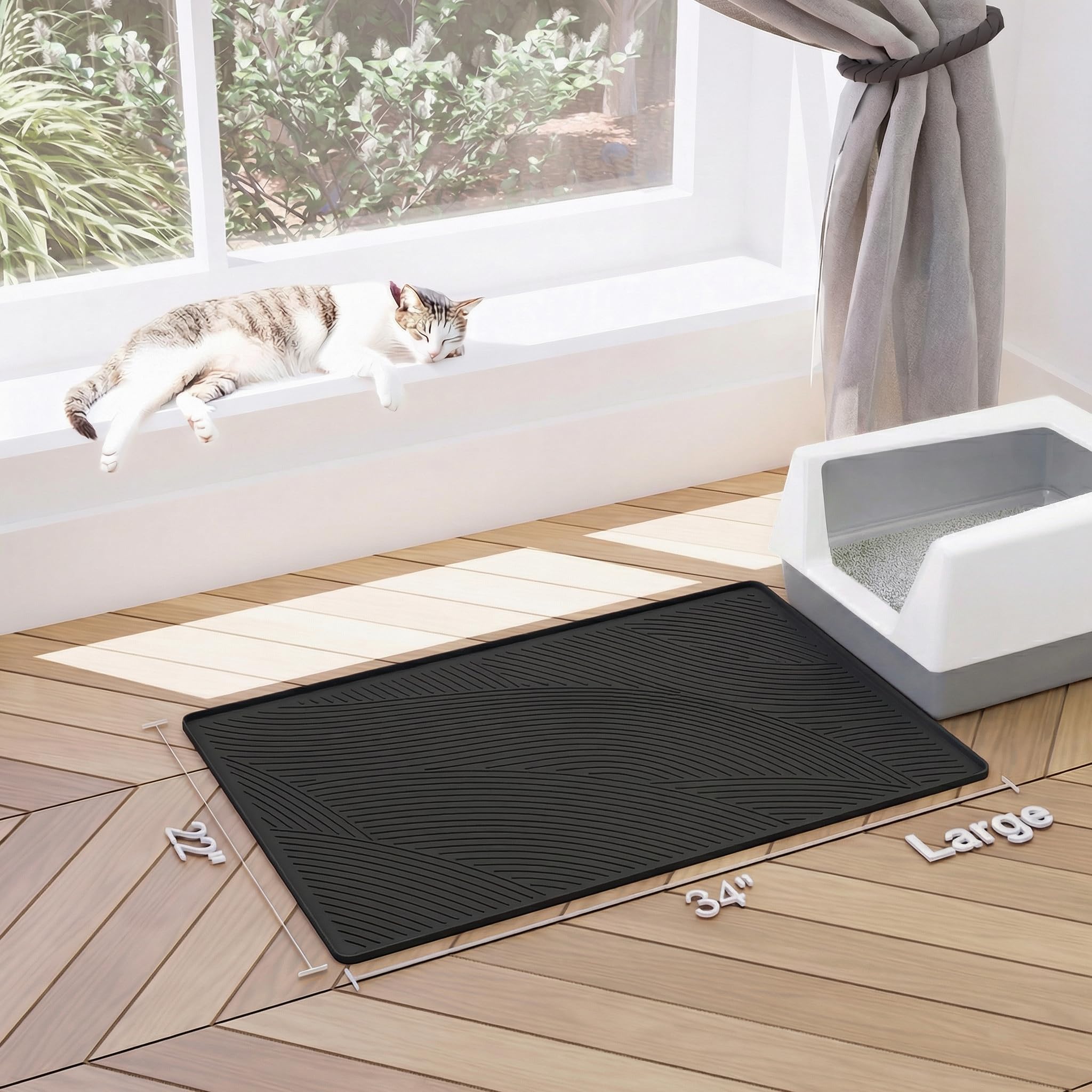 BANLYEO Tapis litière Gris foncé élégant et discret en intérieur