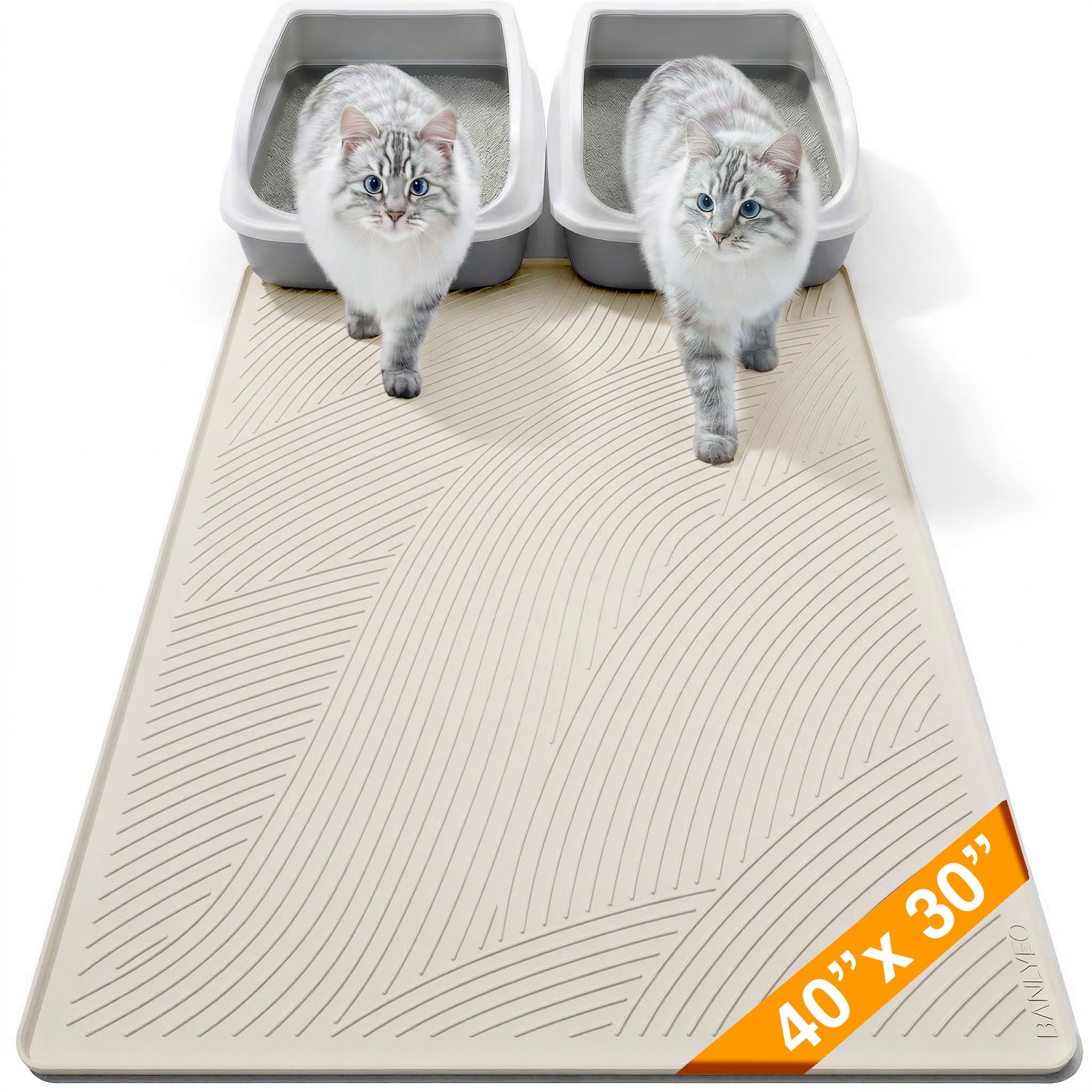 BANLYEO tapis-litiere-chat-xl-vue-generale protège les sols et s'intègre au décor