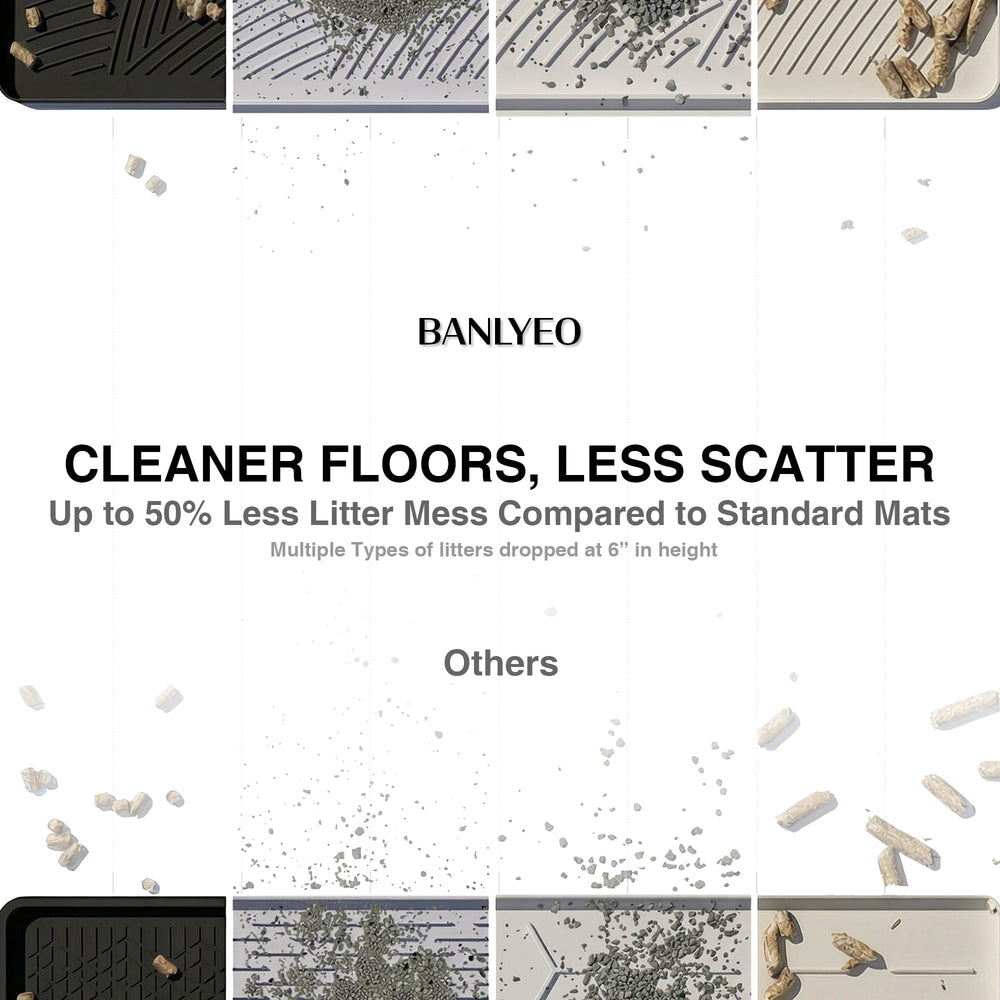 BANLYEO Tapis litière nettoyage facile, essorage rapide et rinçage simple.