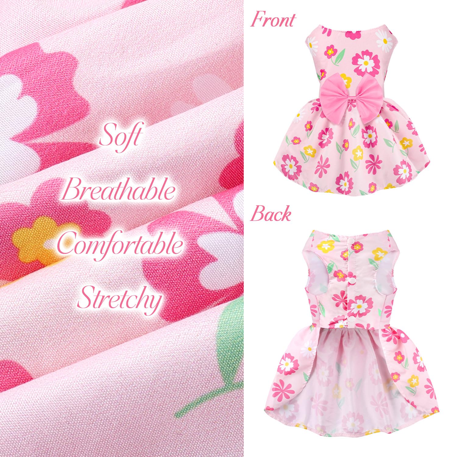 BAOBICUTE robe avec noeud papillon pour petite chienne, allure adorable et pratique.