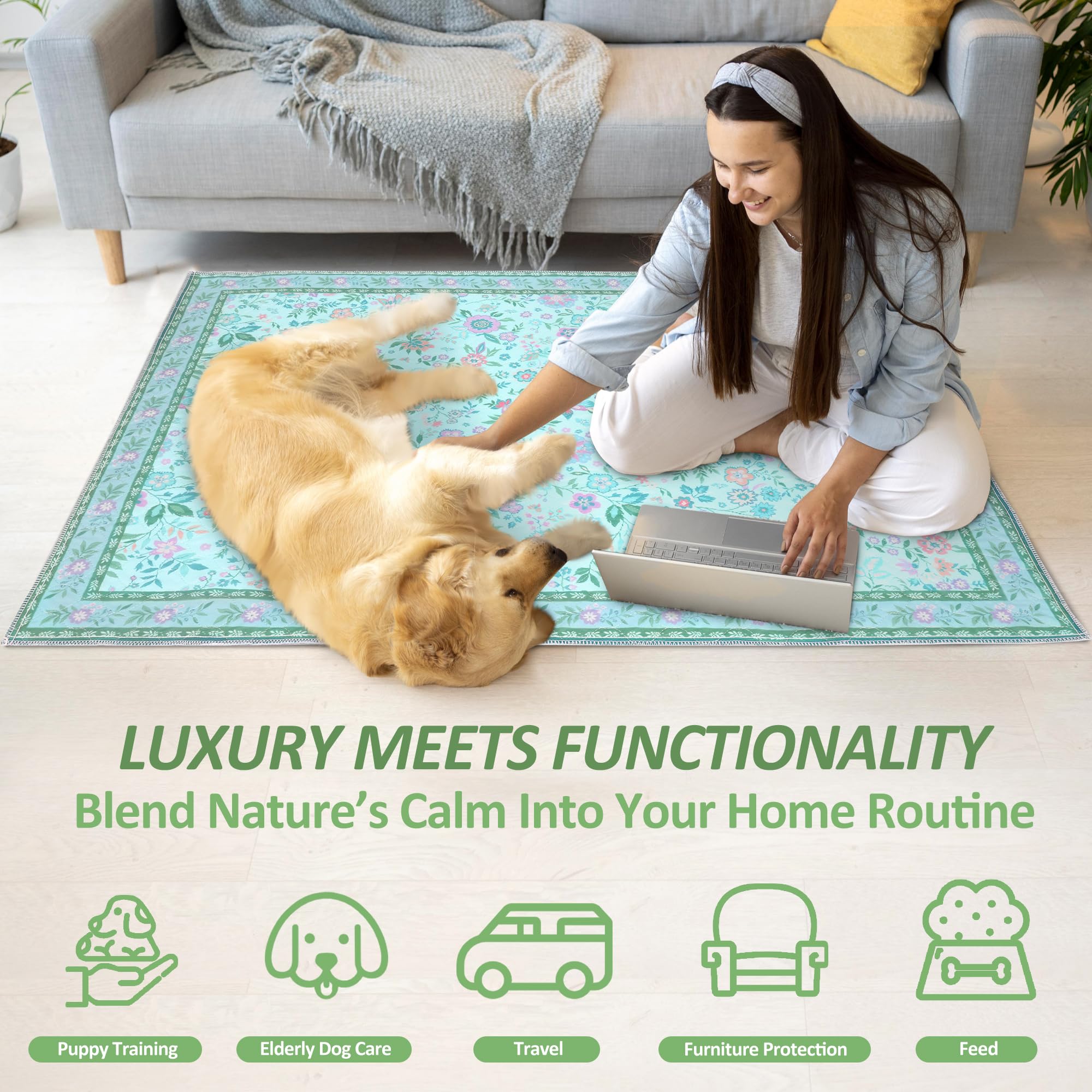 Tapis Baodan design naturel lavable s'intègre à votre décor.