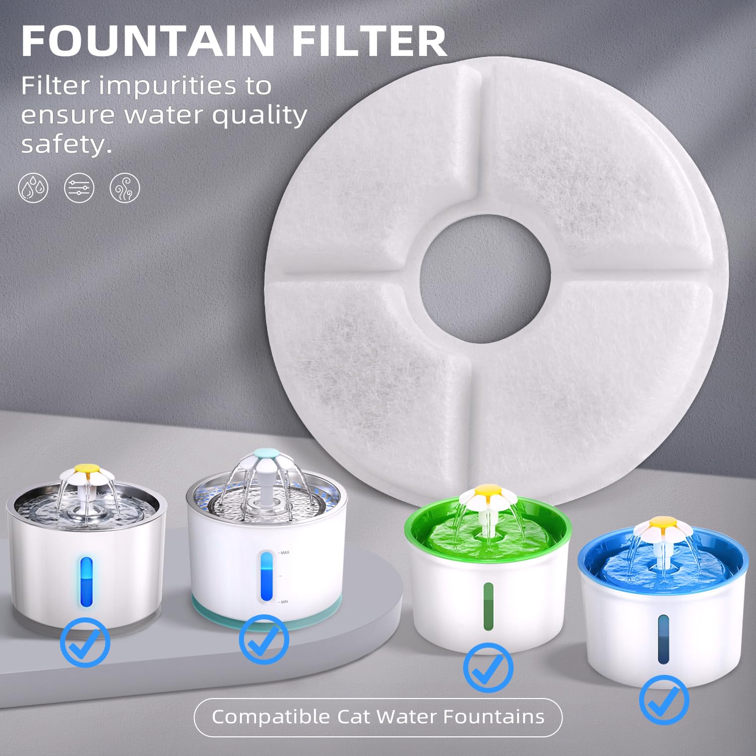 Filtre Baofum pour fontaine chat compatible avec plusieurs modèles pour eau claire