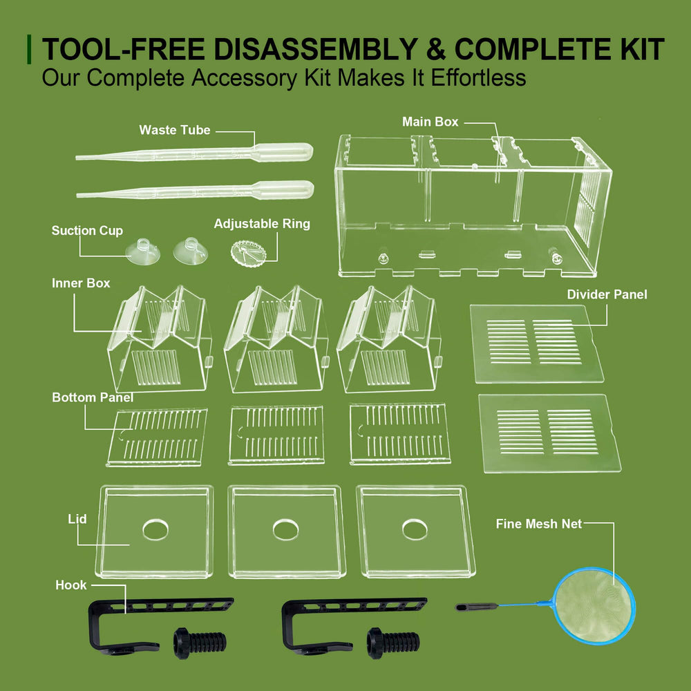 BaoZqua ensemble accessoires elevage complets, installation rapide sans outils.