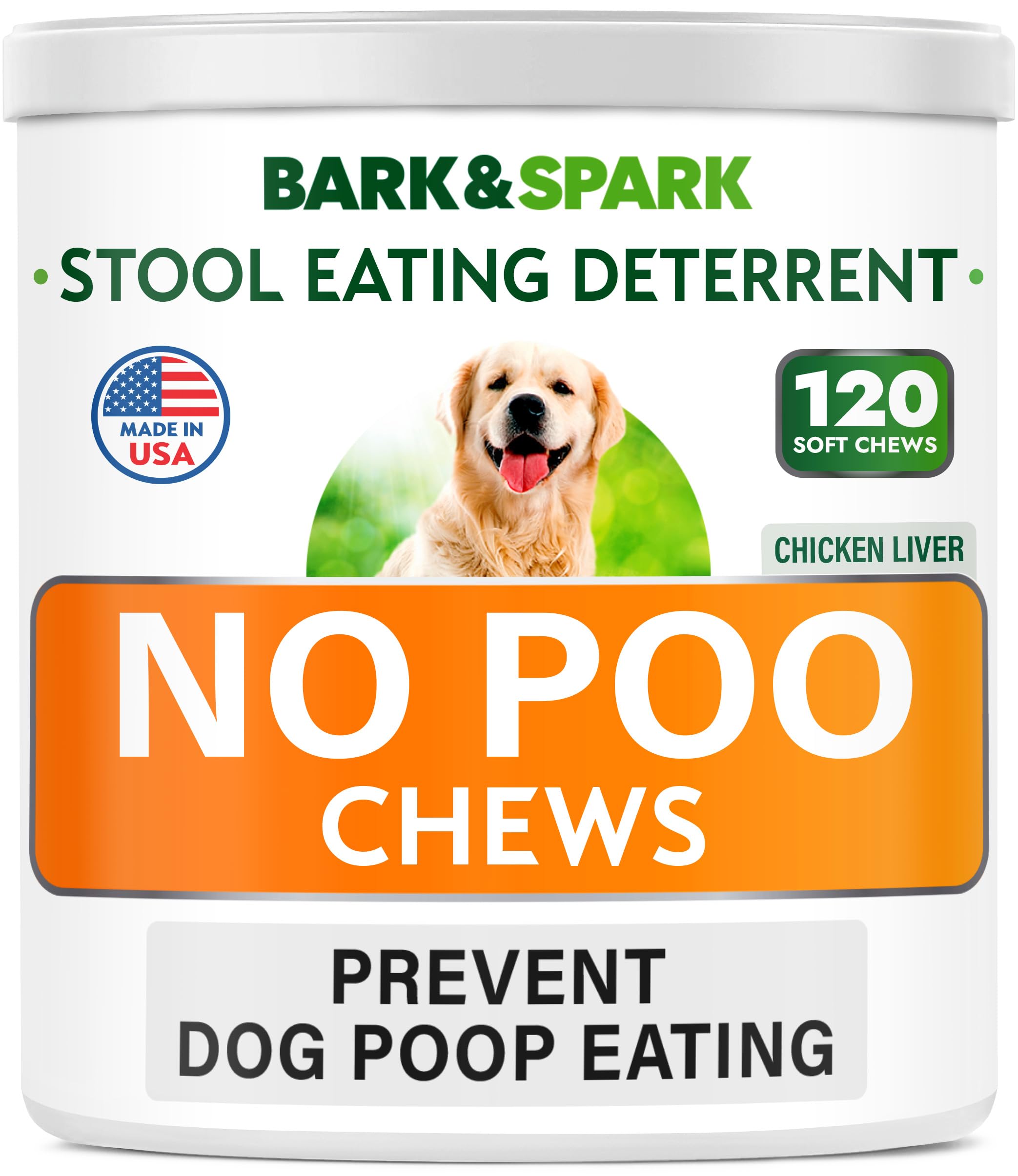 BARK&SPARK No Poo Treats dans le bocal, soutient digestion et fraîcheur.