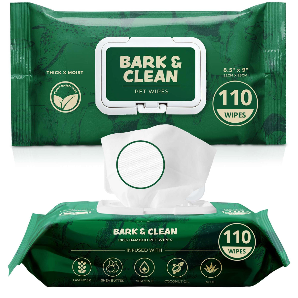 Lingettes Bark & Clean pour les pattes propres après la promenade