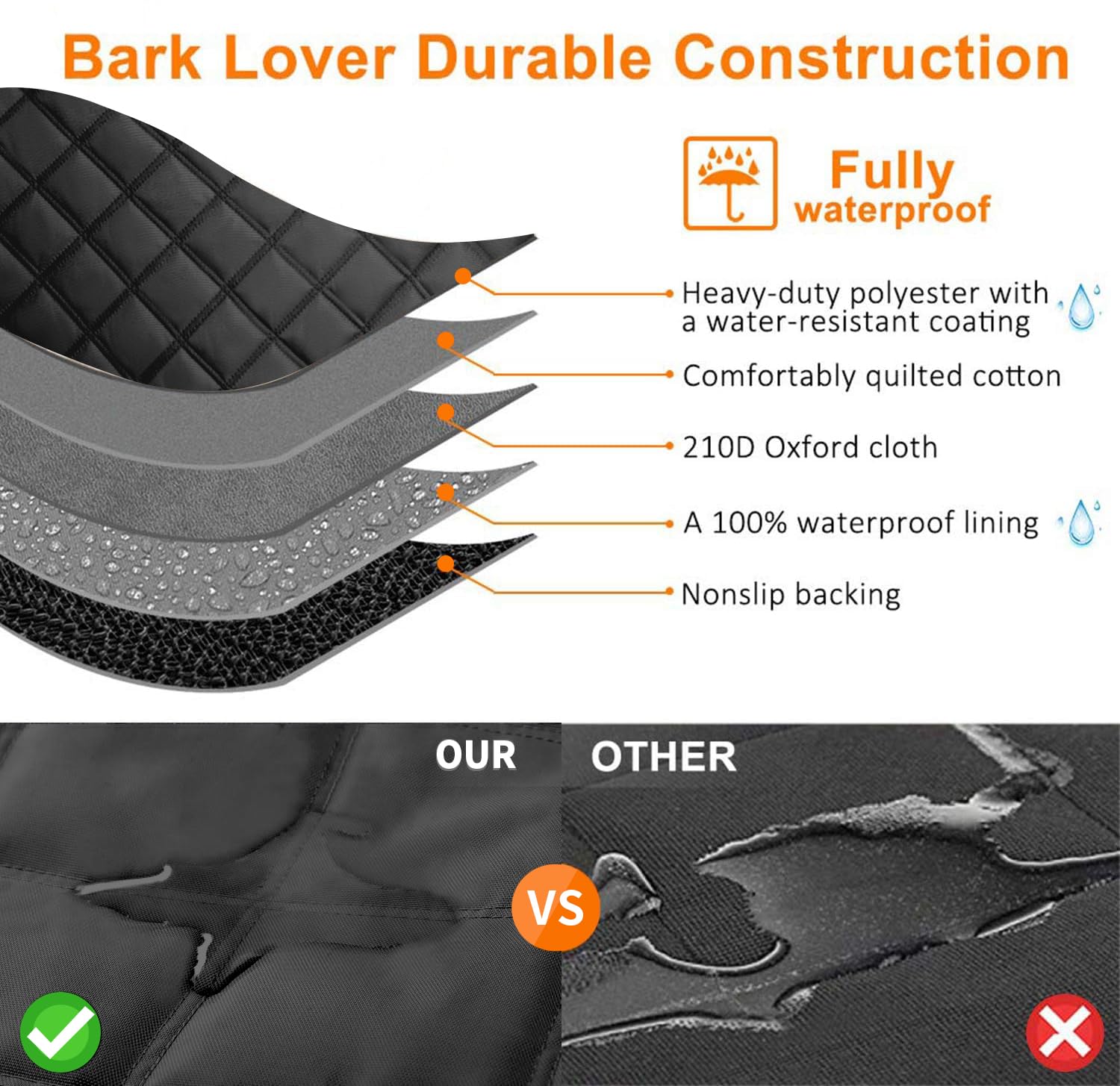 Bark Lover lavage facile, assise arrière durable et propre.