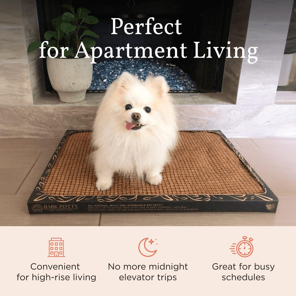 Bark Potty tapis intérieur réutilisable, économie et propreté.