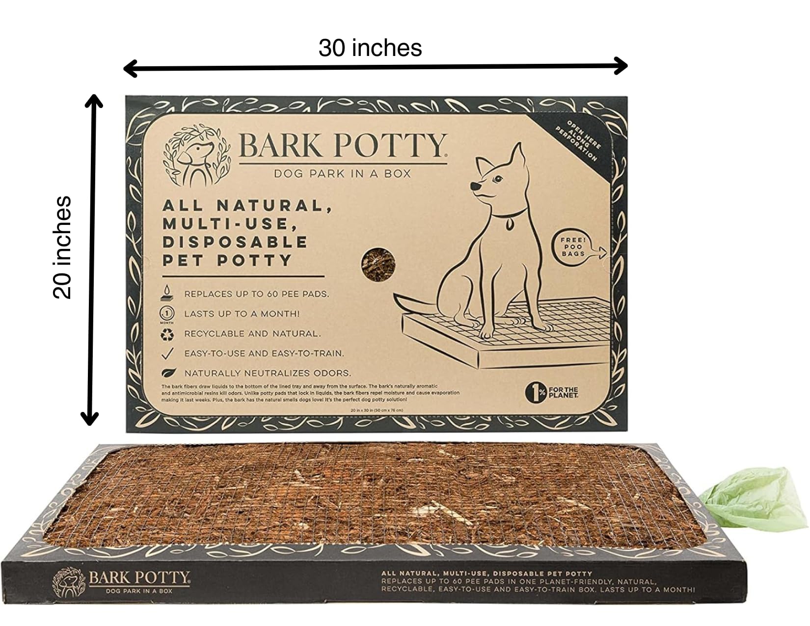 Bark Potty tapis-pipi jetables grande taille, idéale pour les chiots.