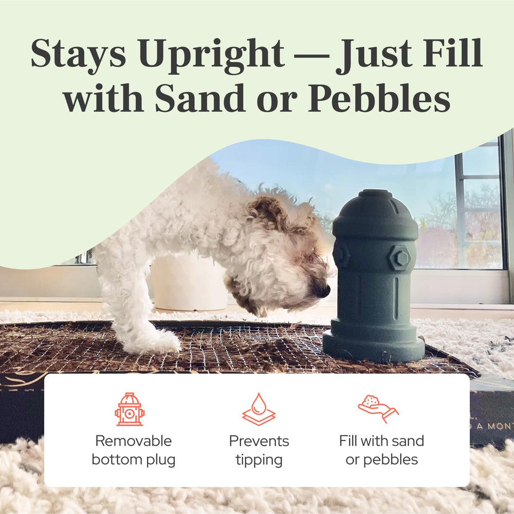 Bark Potty utilisation-interieur-exterieur-petit-chien-gris: pratique à domicile et en extérieur.