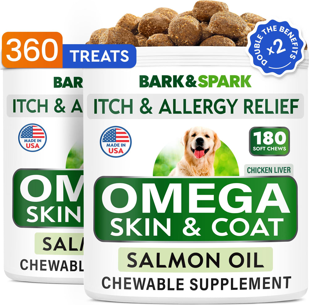 BARK&SPARK Omega-3 pour chien, emballage pratique et soutien potentiel peau et pelage.