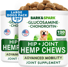 Gommes Bark&SPARK articulations chien hanche, soutien mobilité quotidienne.