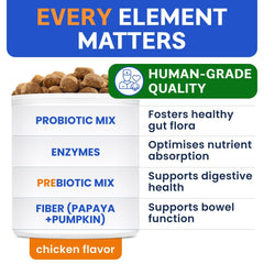 BARK&SPARK Gommes probiotiques chien enzymes et fibres, texture savoureuse