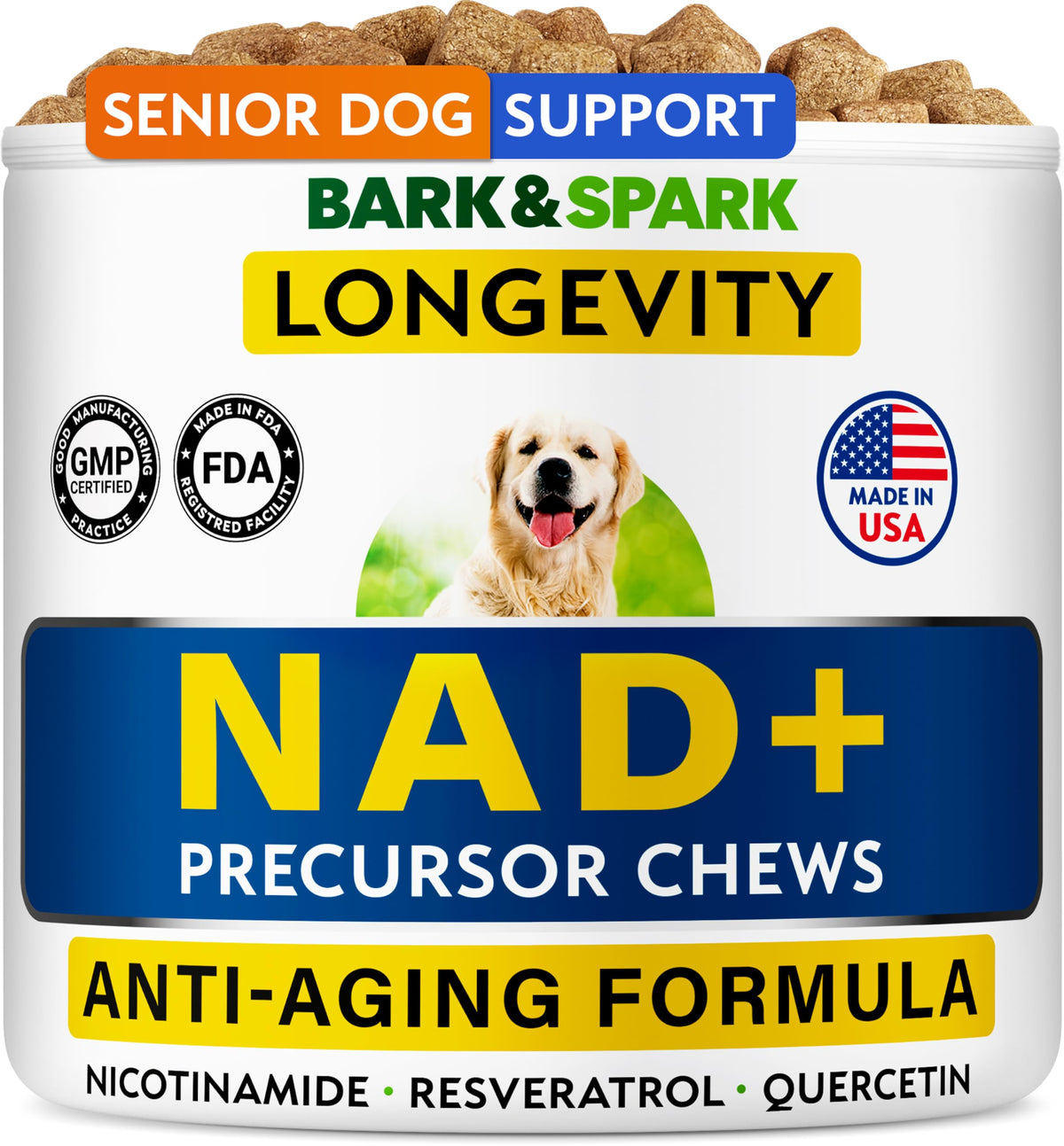 BARK&SPARK NAD+ pour chiens: friandises à mâcher saveur pâte d'arachide pour plus de vitalité