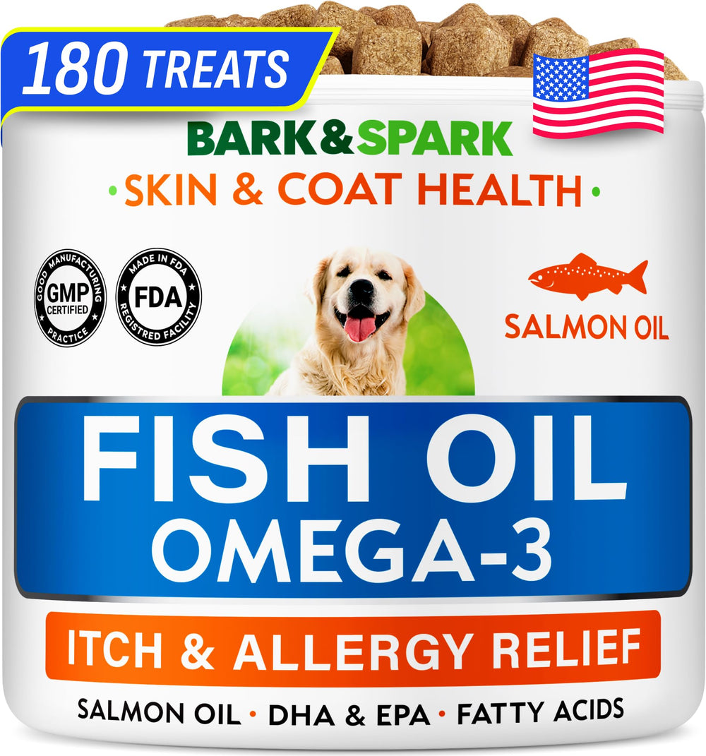 BARK&SPARK Omega3 flacon-bouchees pour chiens, soutien peau et pelage.
