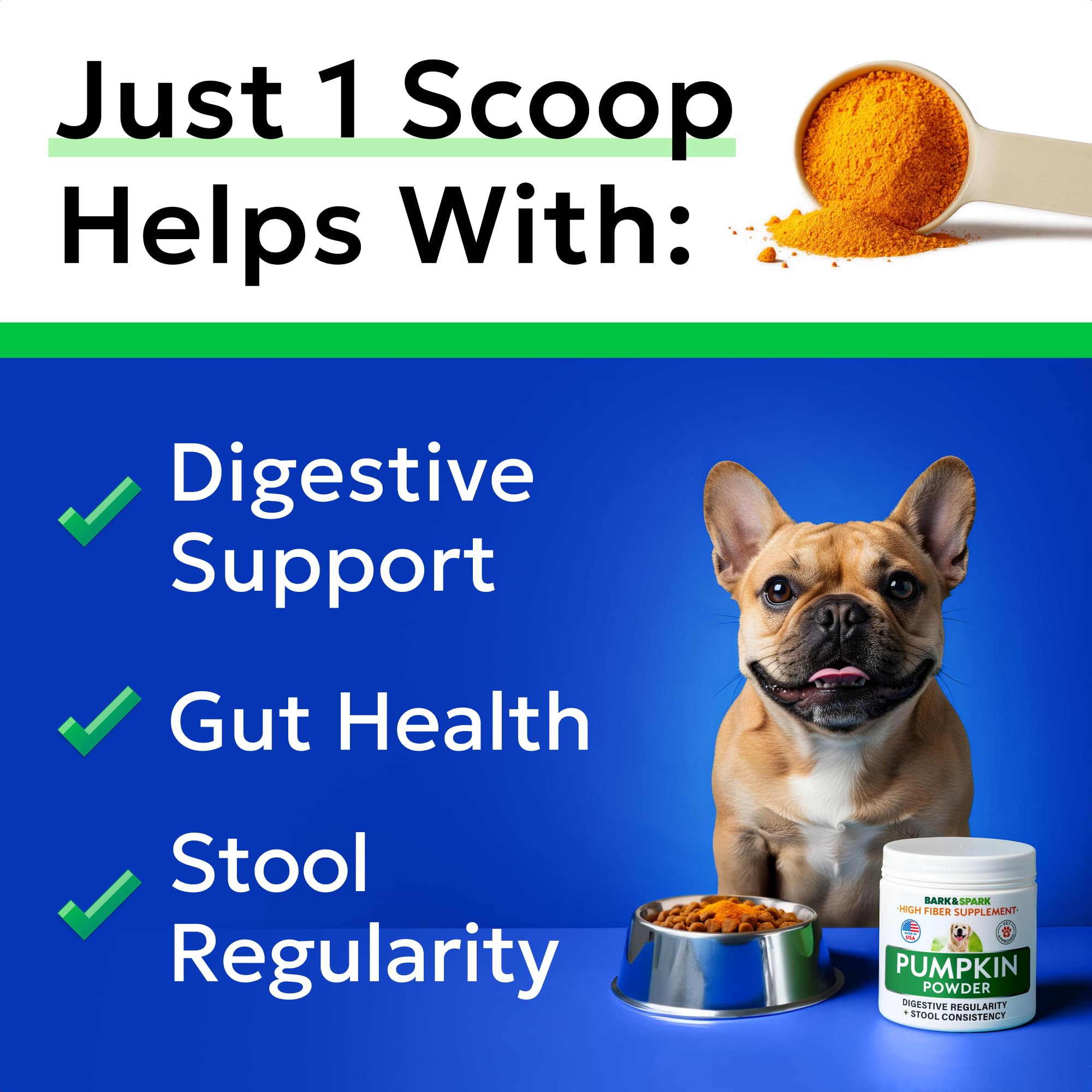 BARK&SPARK Poudre de Potiron Doseur: dosage pratique sur la nourriture