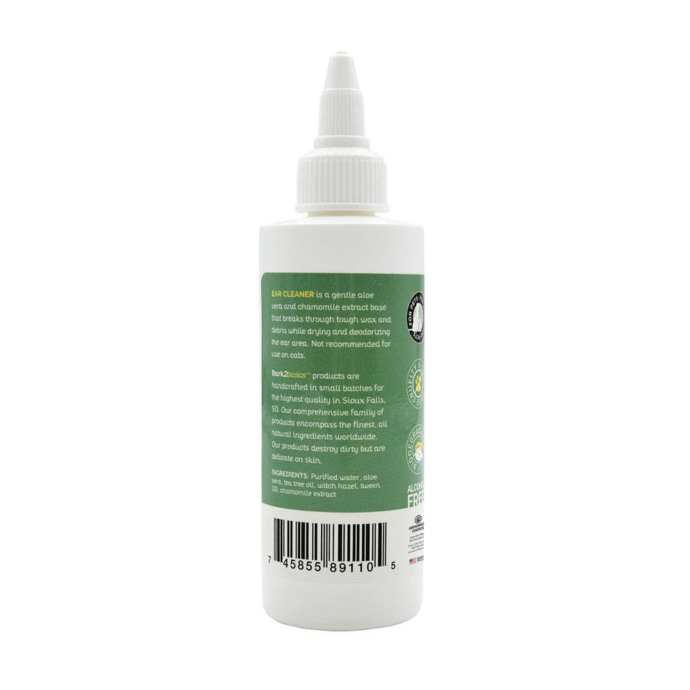 Formule naturelle Bark2Basics avec aloé et camomille pour oreilles sensibles.