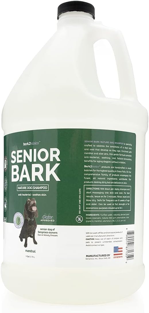 Bark2Basics Senior Bark: menthol et aloé vera apportent fraîcheur au lavage.