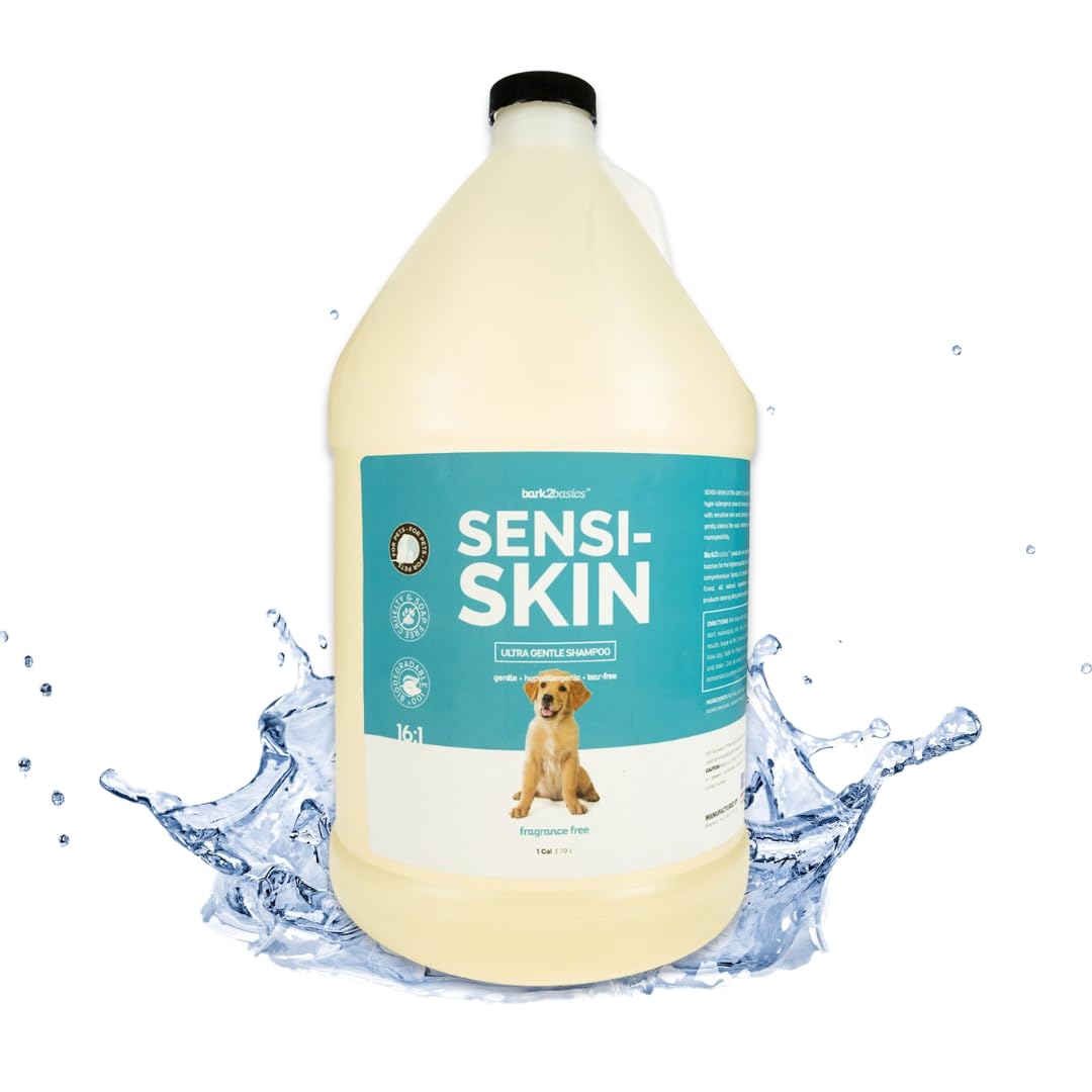 Shampoing Bark2Basics Sensi-Skin, flacon 1 galon, nettoyage doux pour peau sensible.
