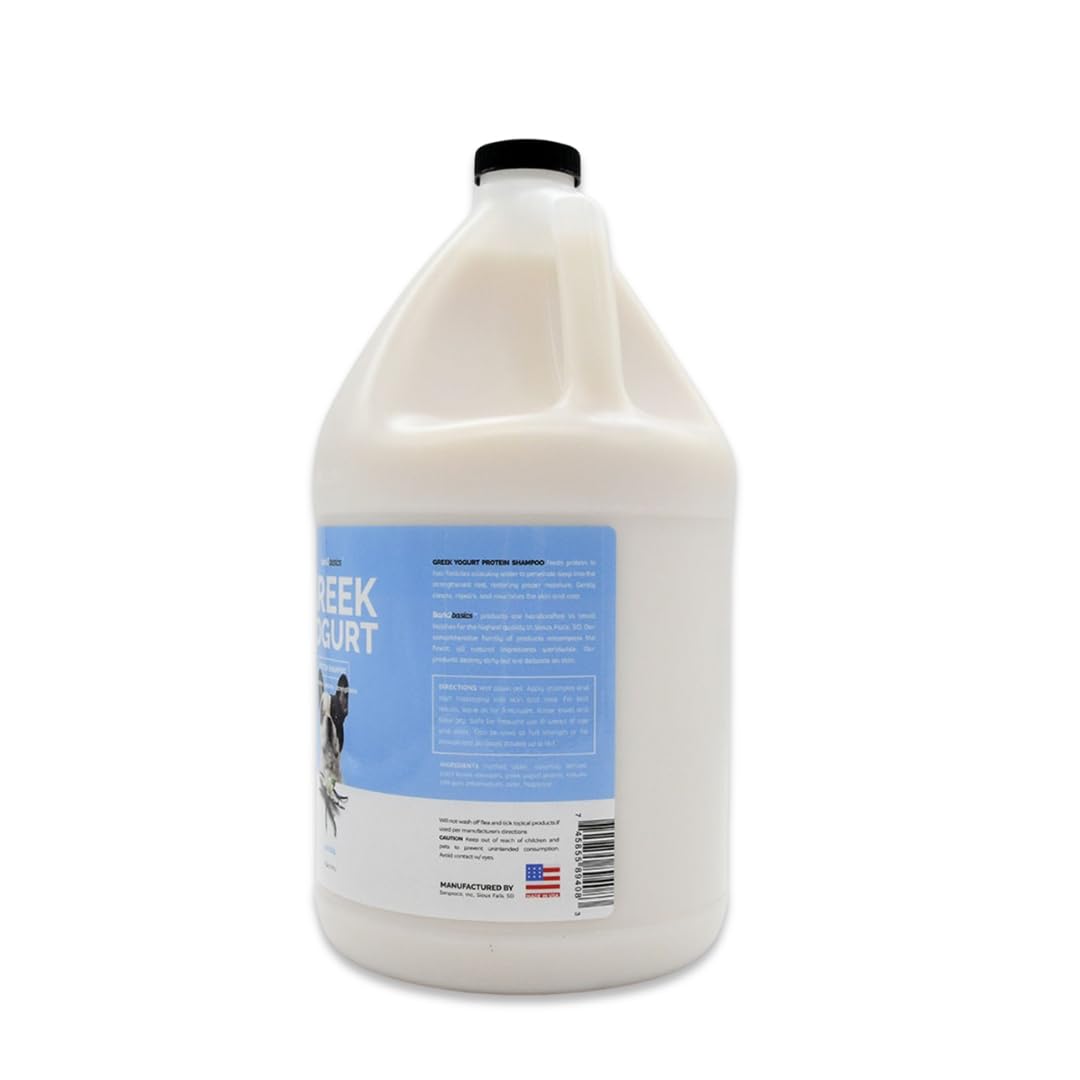 Bark2Basics Shampoing yaourt grec vanille — mousse onctueuse pour pelage propre et parfumé.