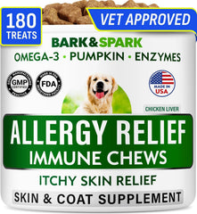 BARK&SPARK allergie chien bonbons: soulagement potentiel des démangeaisons et irritations cutanées.