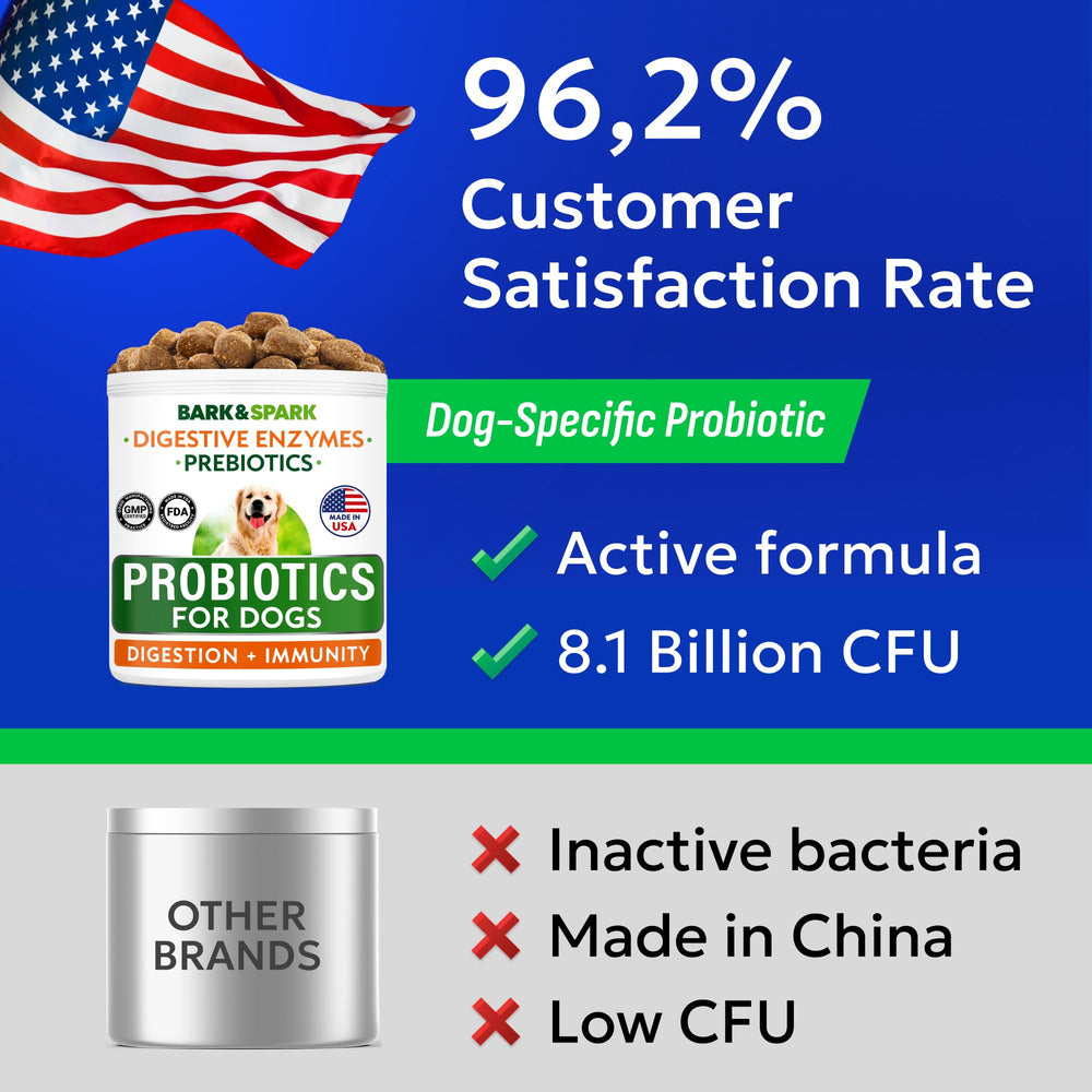 Fabriqué aux États-Unis – Bark&SPARK Probiotiques pour chien.
