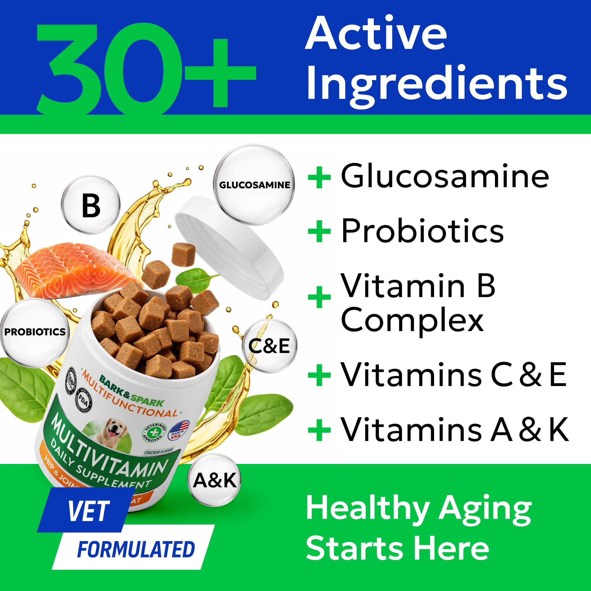 Formule glucosamine et chondroïtine Bark&Spark pour articulations et mobilité