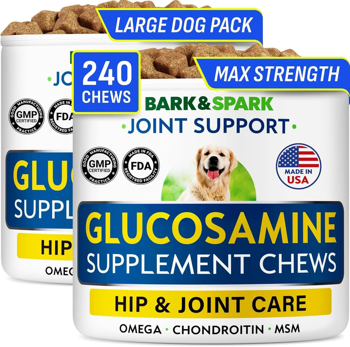 BARK&SPARK glucosamine-chondroitine friandises bacon pour articulations chiens