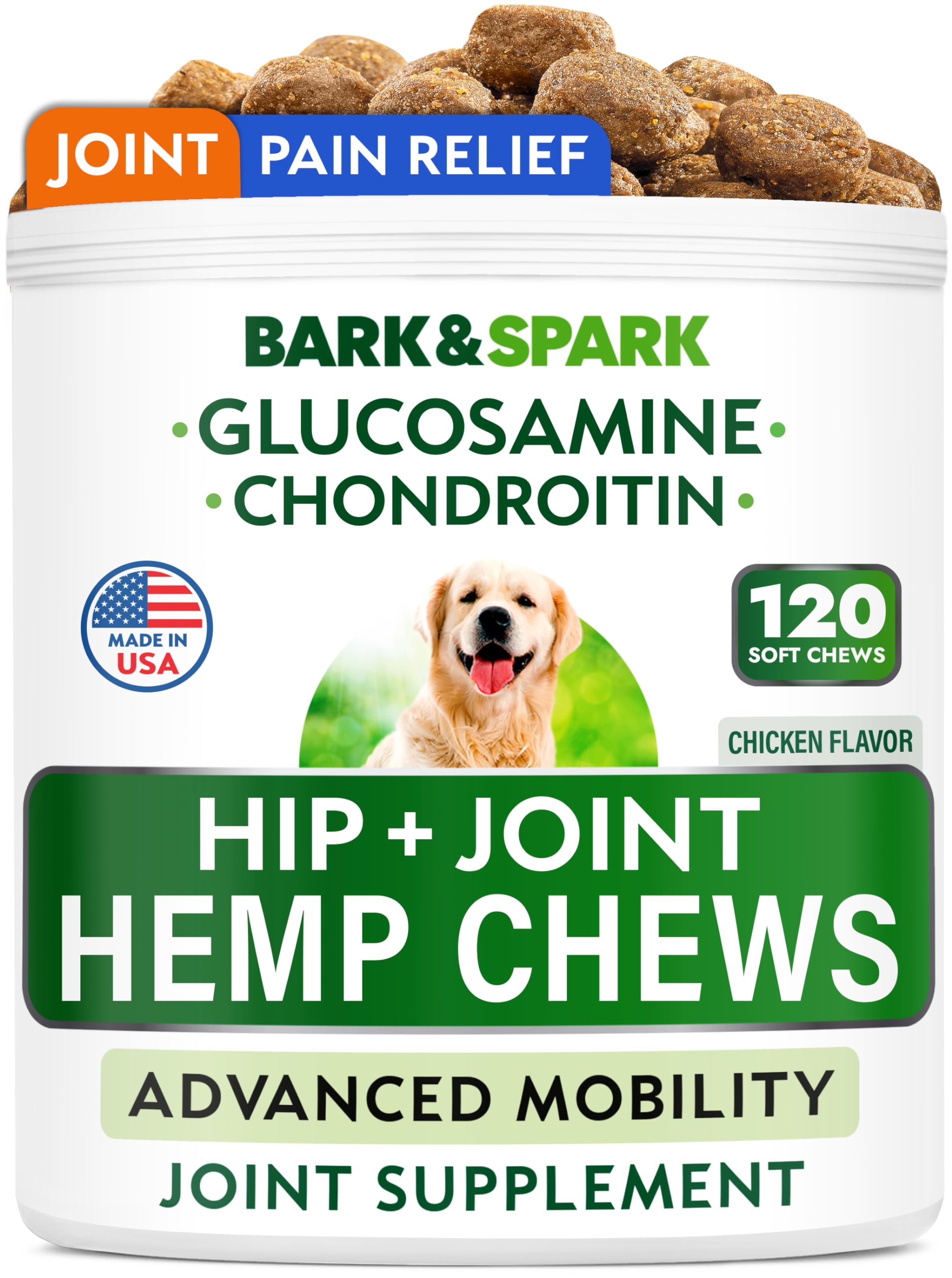 Gommes Bark&Spark articulations chien pour mobilité et confort.